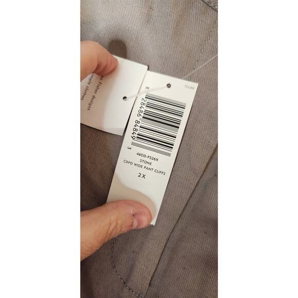 Eileen Fisher Cropped Wide Leg Cuffed Linen Blend Pants Sz 2X Stone Color NWT - Picture 7 of 10